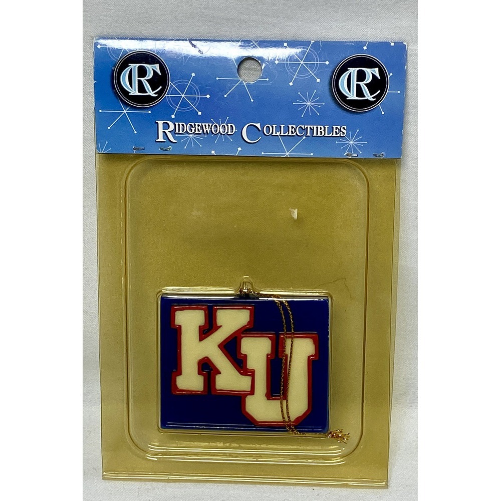University‎ Of Kansas College KU Square Hand Crafted Ornament Jayhawks Ridgewood